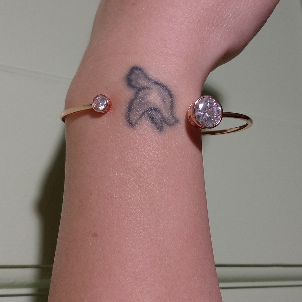 Women's Amanda Blu rosegold CZ broken-cuff bezel bangle